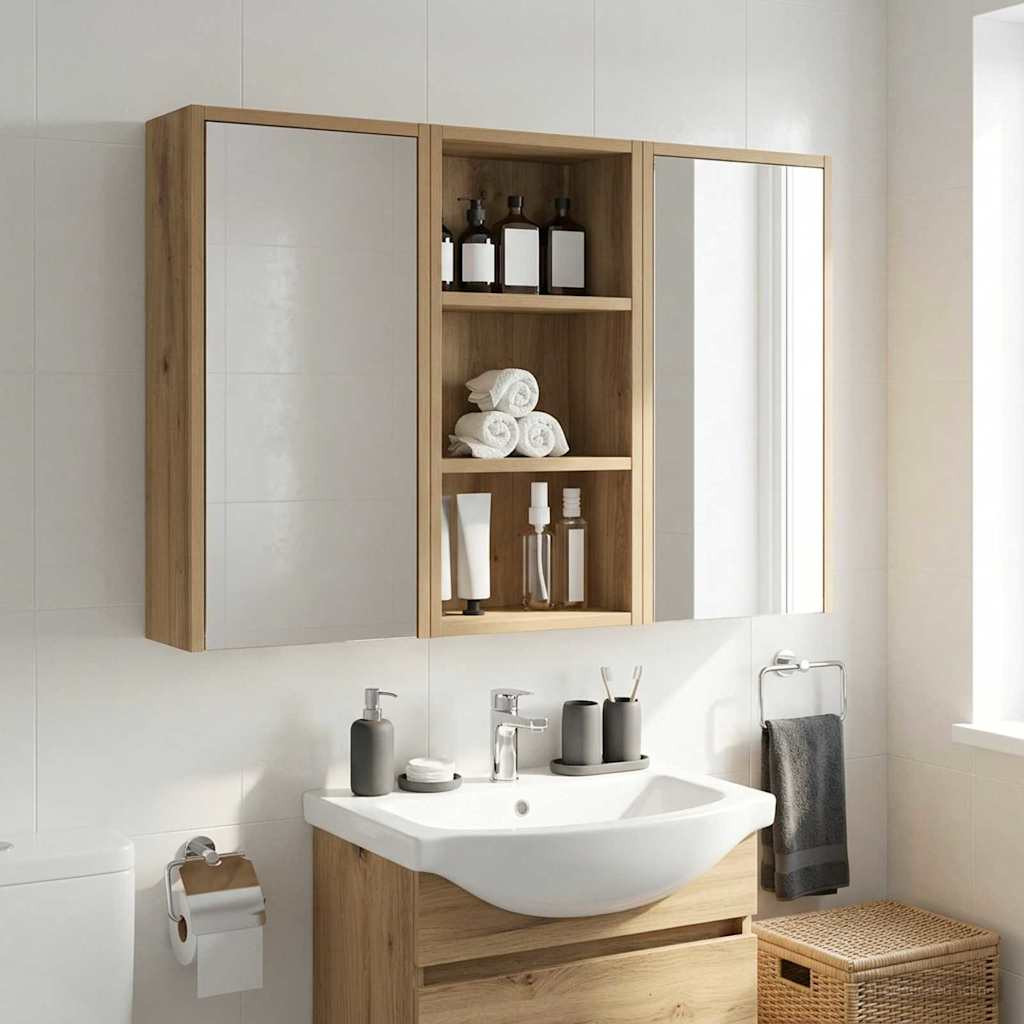 vidaXL Badezimmer-Wandschrank Kunsthandwerk Eiche 30 x 16 x 62,5 cm