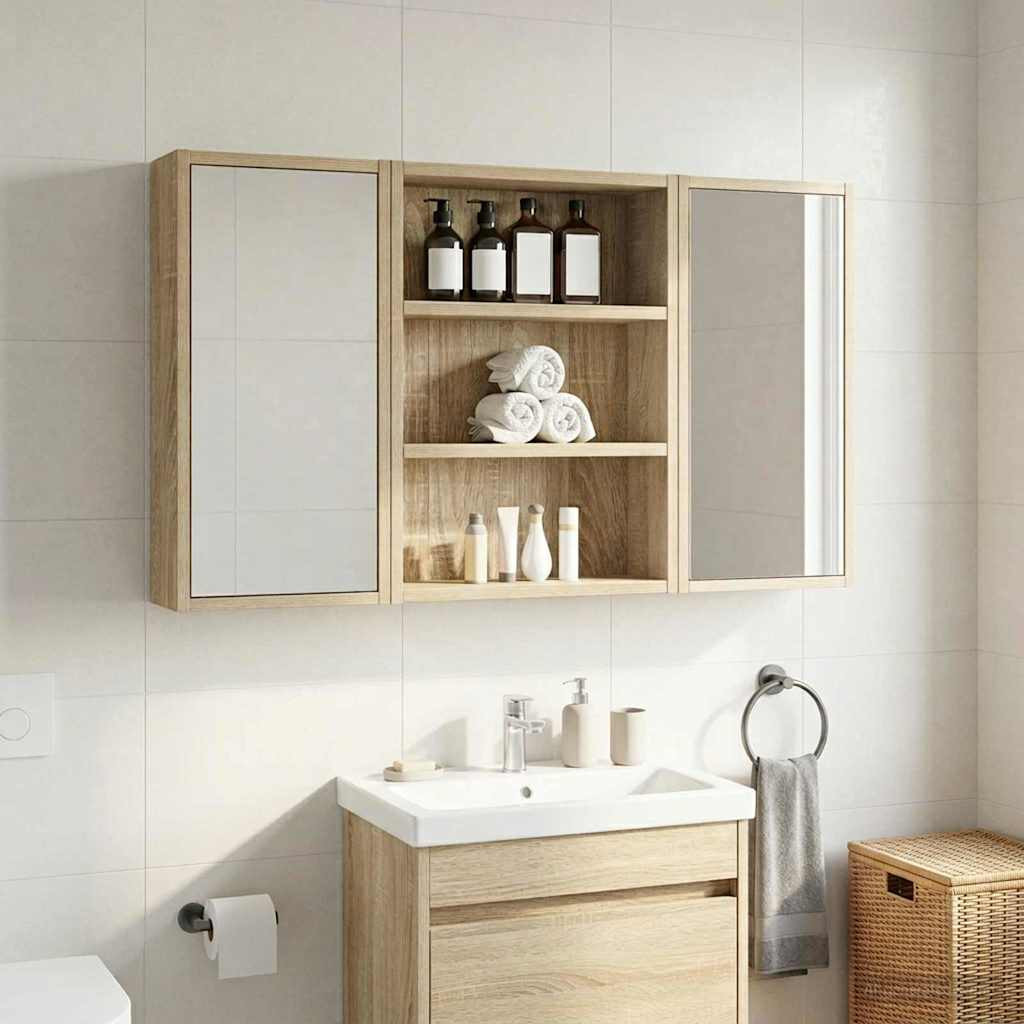 vidaXL Badezimmer-Wandschrank mit Regal Sonoma-Eiche 40 x 10 x 50 cm