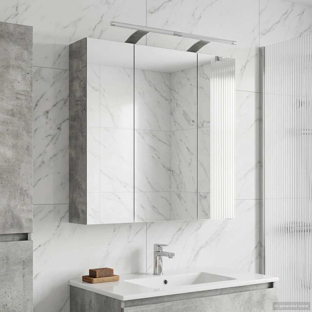 vidaXL Badezimmerspiegelschrank Beton Grau 70 x 14,5 x 70 cm