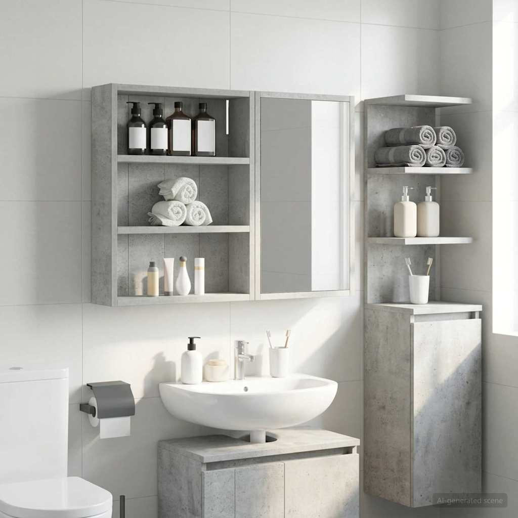 vidaXL Badezimmer-Wandschrank Betongrau 40 x 10 x 50 cm Holzwerkstoff
