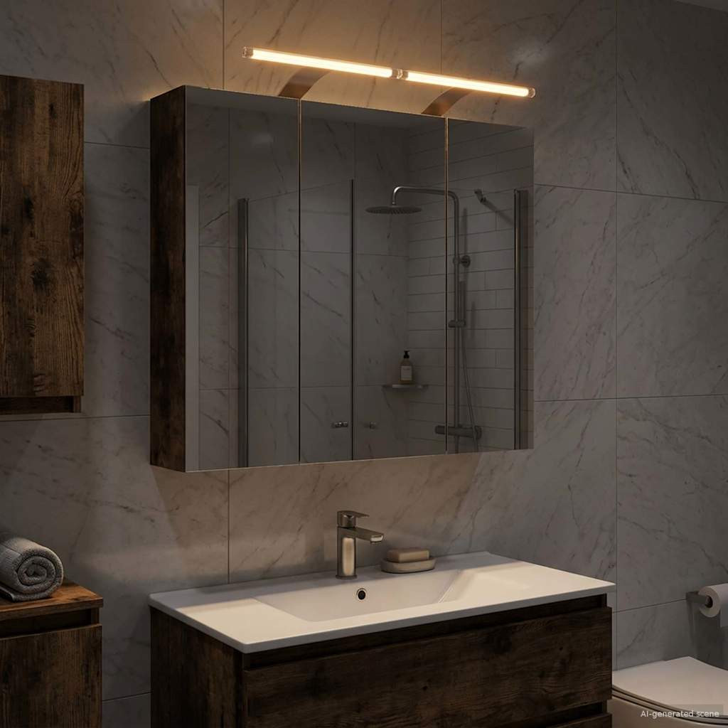 vidaXL Badezimmerspiegelschrank Geräucherte Eiche 70 x 14,5 x 70 cm
