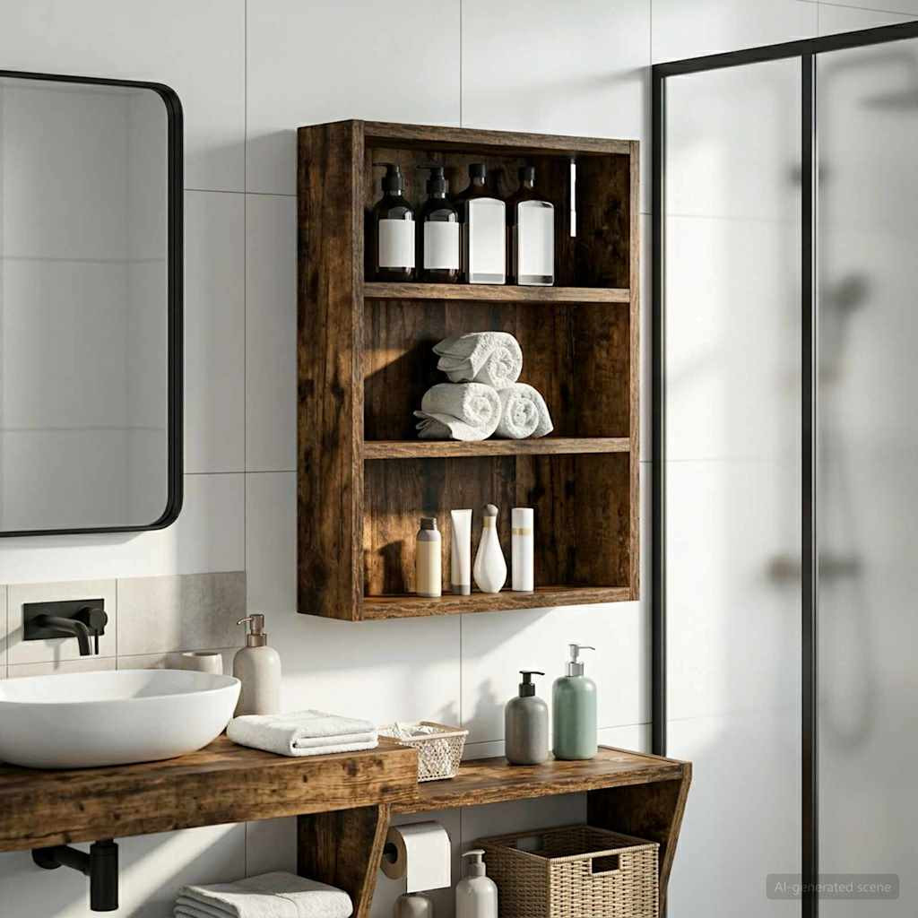 vidaXL Badezimmer-Wandschrank Geräucherte Eiche 40 x 10 x 50 cm