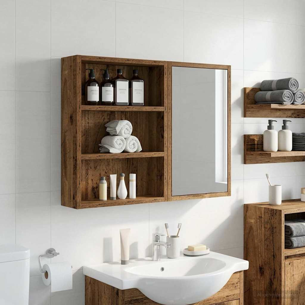 vidaXL Badezimmer-Wandschrank Altholz 40 x 10 x 50 cm Holzwerkstoff