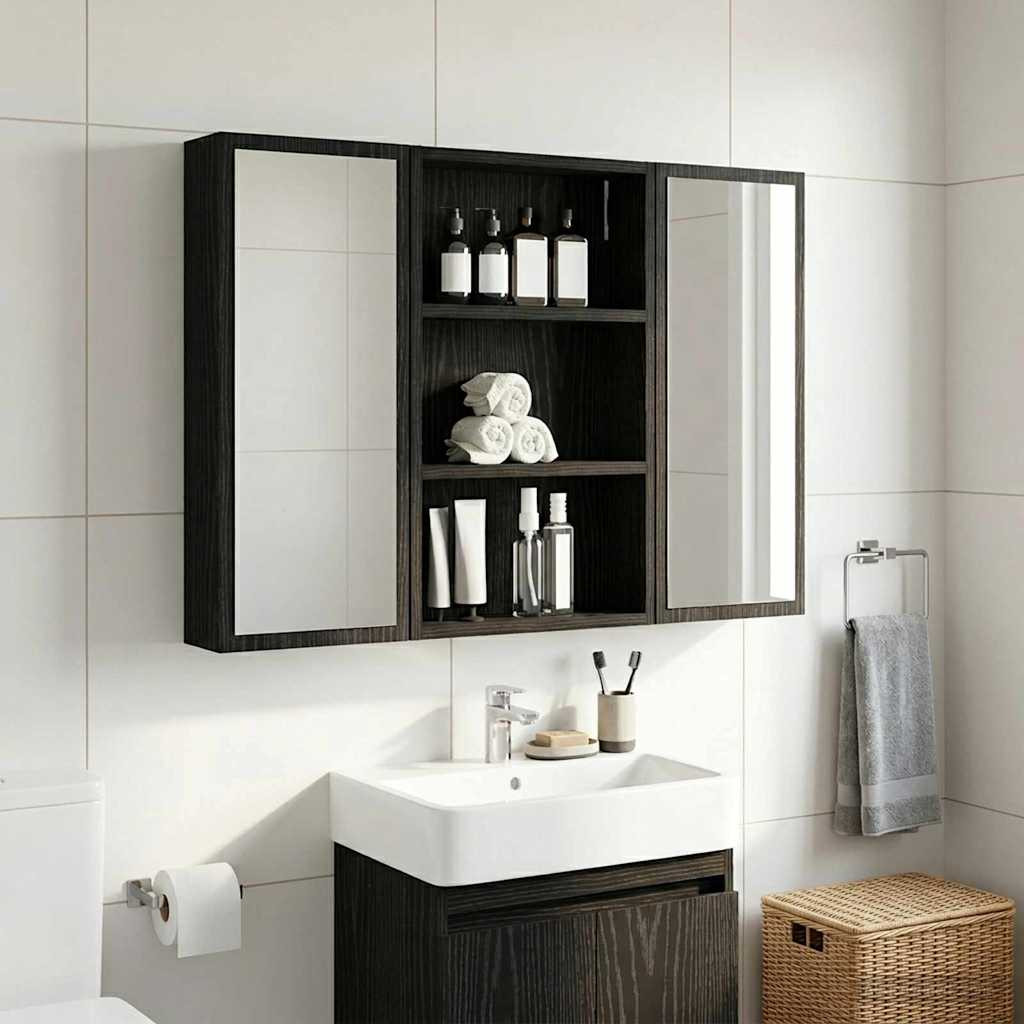 vidaXL Badezimmer-Wandschrank Schwarze Eiche 40 x 10 x 60,5 cm