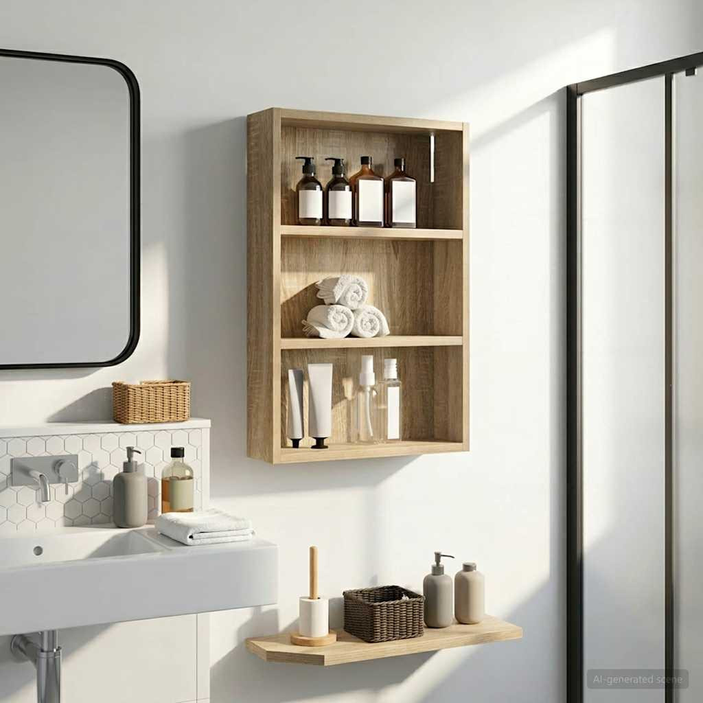 vidaXL Badezimmer-Wandschrank mit Regal Sonoma-Eiche 40 x 10 x 60,5 cm