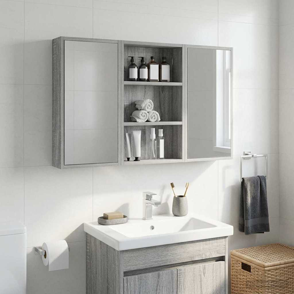 vidaXL Badezimmer-Wandschrank Graues Sonoma 40 x 10 x 60,5 cm