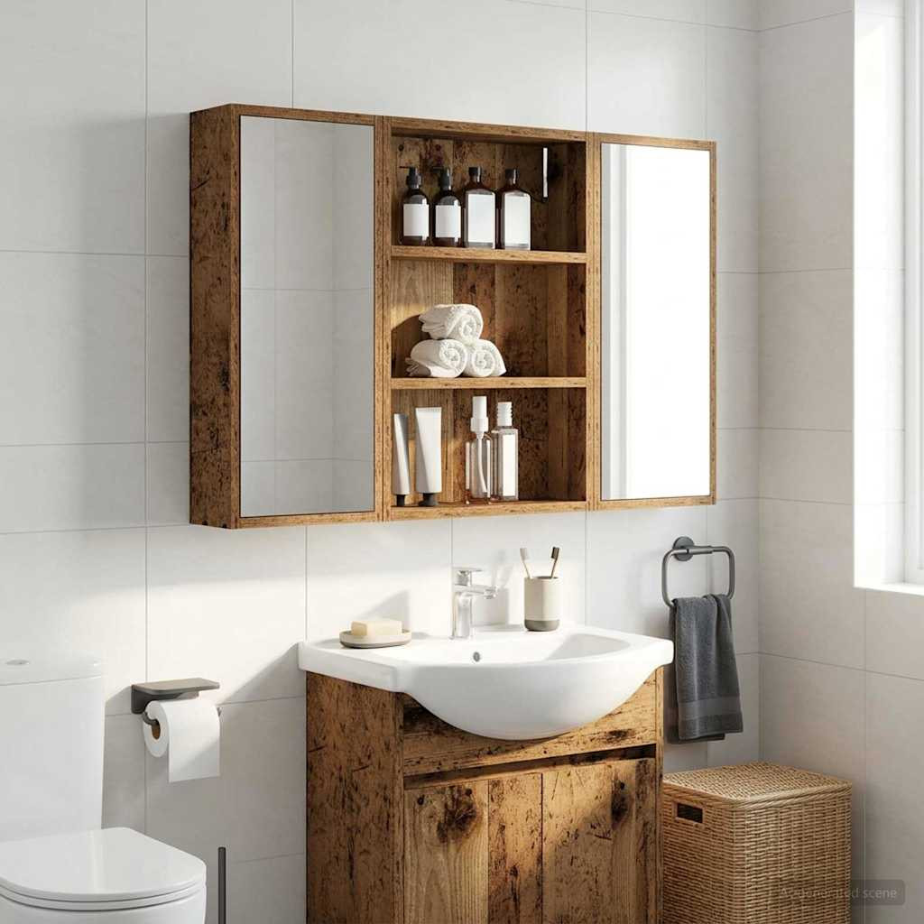 vidaXL Badezimmer-Wandschrank Altholz 40 x 10 x 60,5 cm Holzwerkstoff