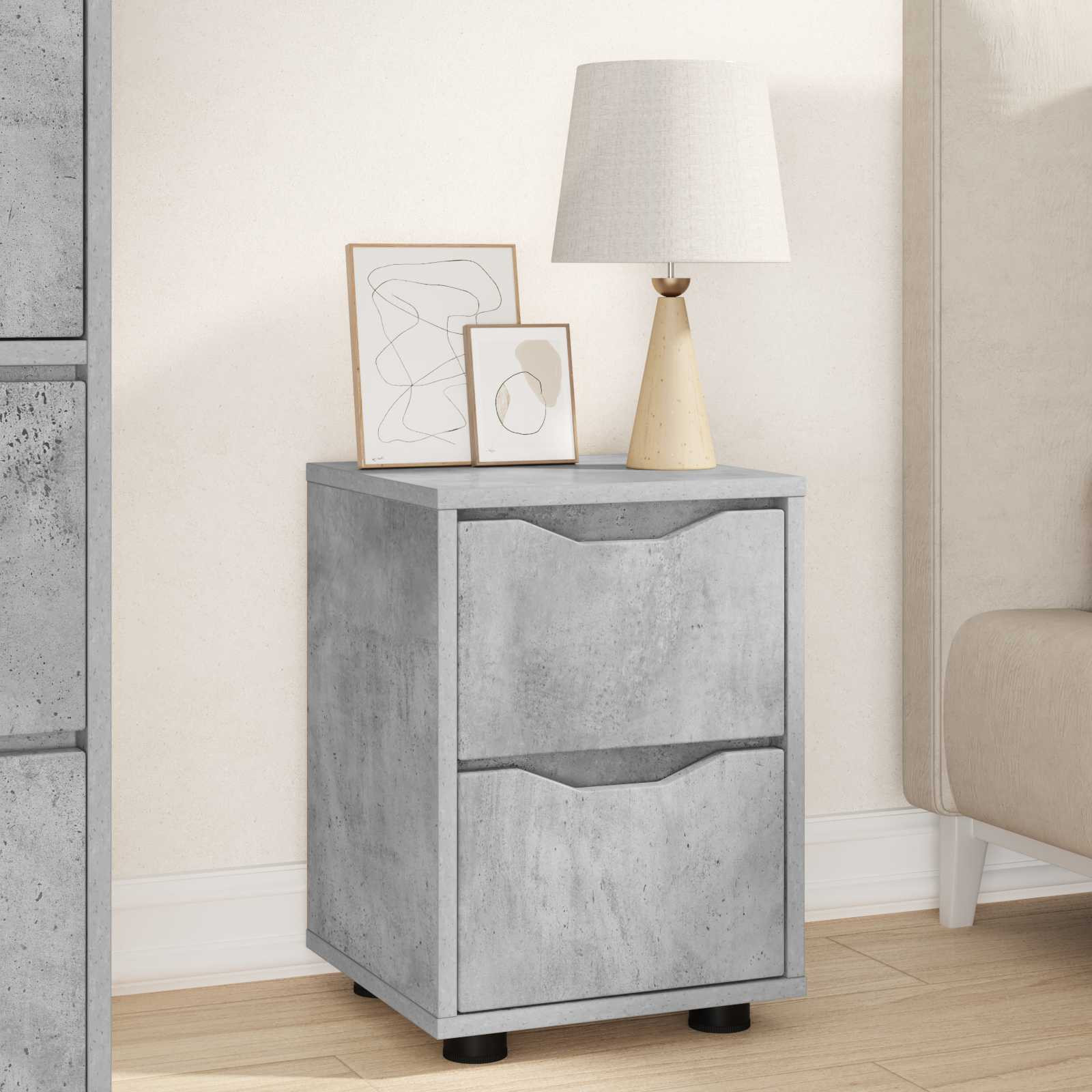 vidaXL Nachttisch Beton Grau 30,5 x 30 x 43 cm Holzwerkstoff