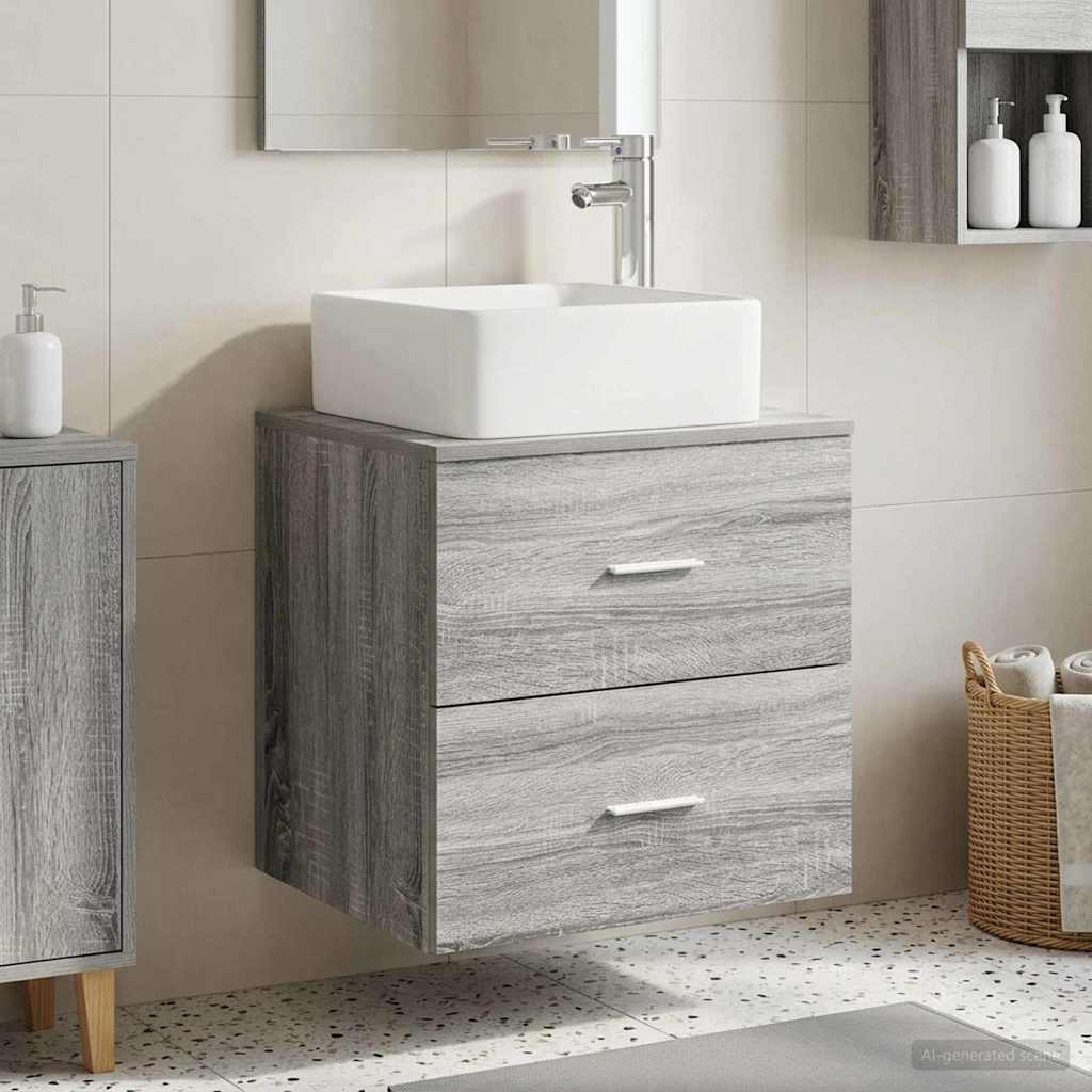 vidaXL Wandmontierte Waschtisch Grau Sonoma 53 x 34,5 x 63 cm