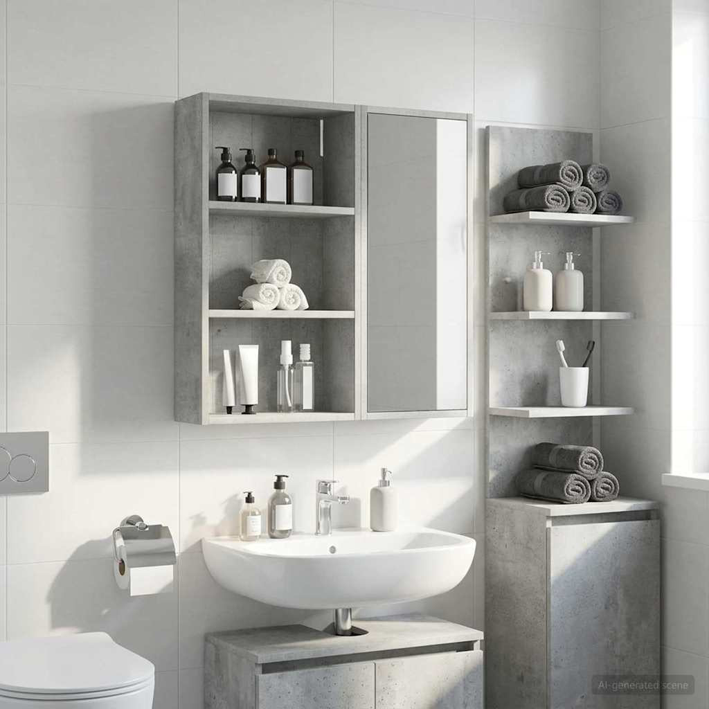 vidaXL Badezimmer-Wandschrank Betongrau 40 x 14 x 70 cm Holzwerkstoff