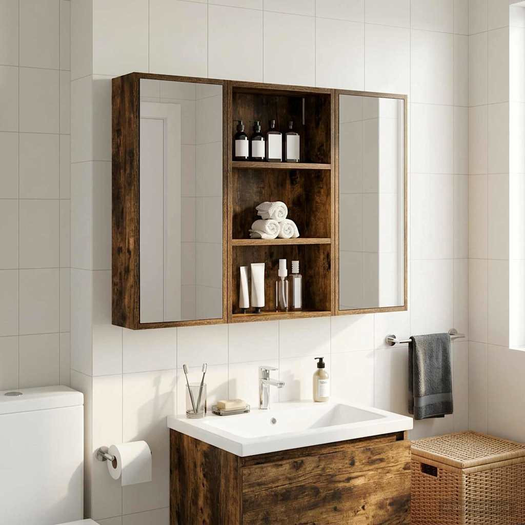 vidaXL Badezimmer-Wandschrank Geräucherte Eiche 40 x 14 x 70 cm
