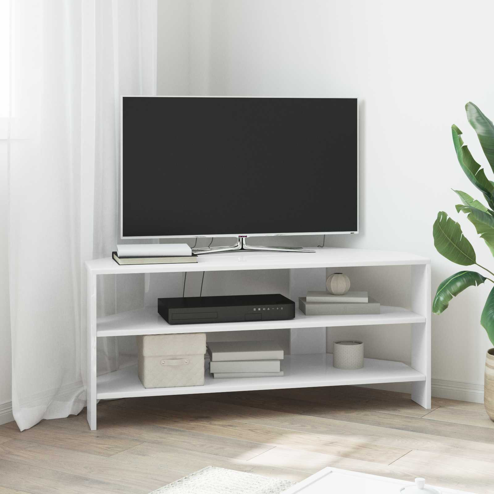 vidaXL EckTVSchrank Hochglanz Weiß 102x40,5x45cm Holzwerkstoff