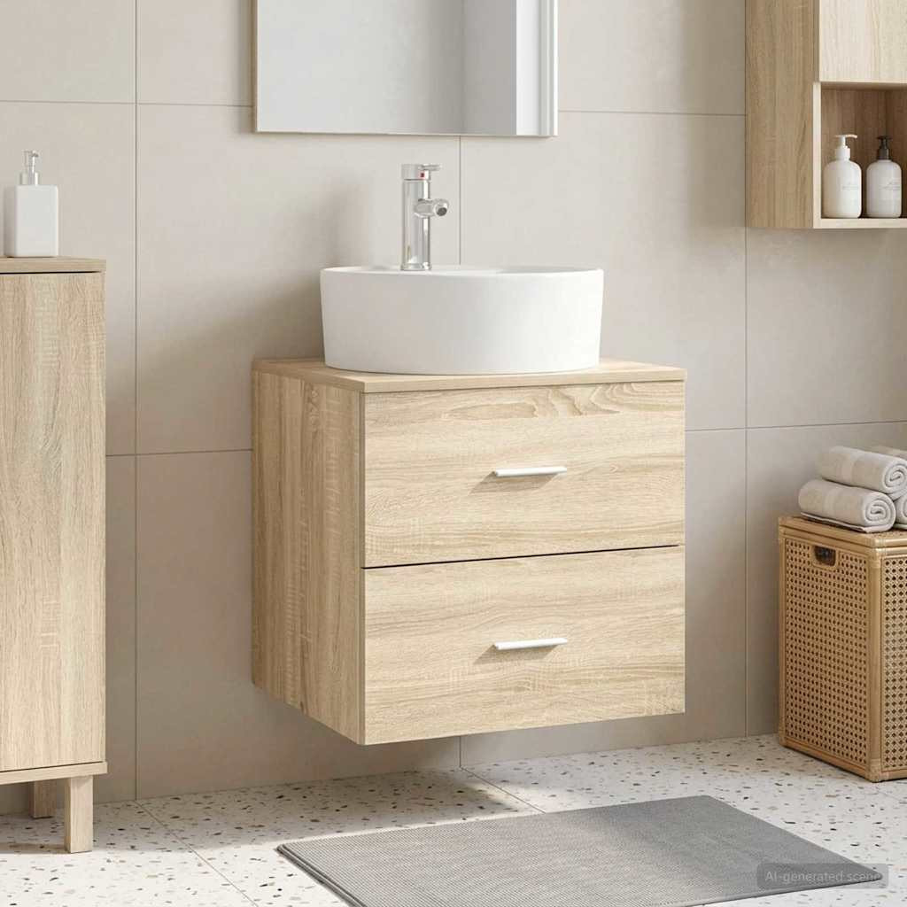 vidaXL Wandmontierte Waschtisch Sonoma-Eiche 49,5 x 44,5 x 65 cm