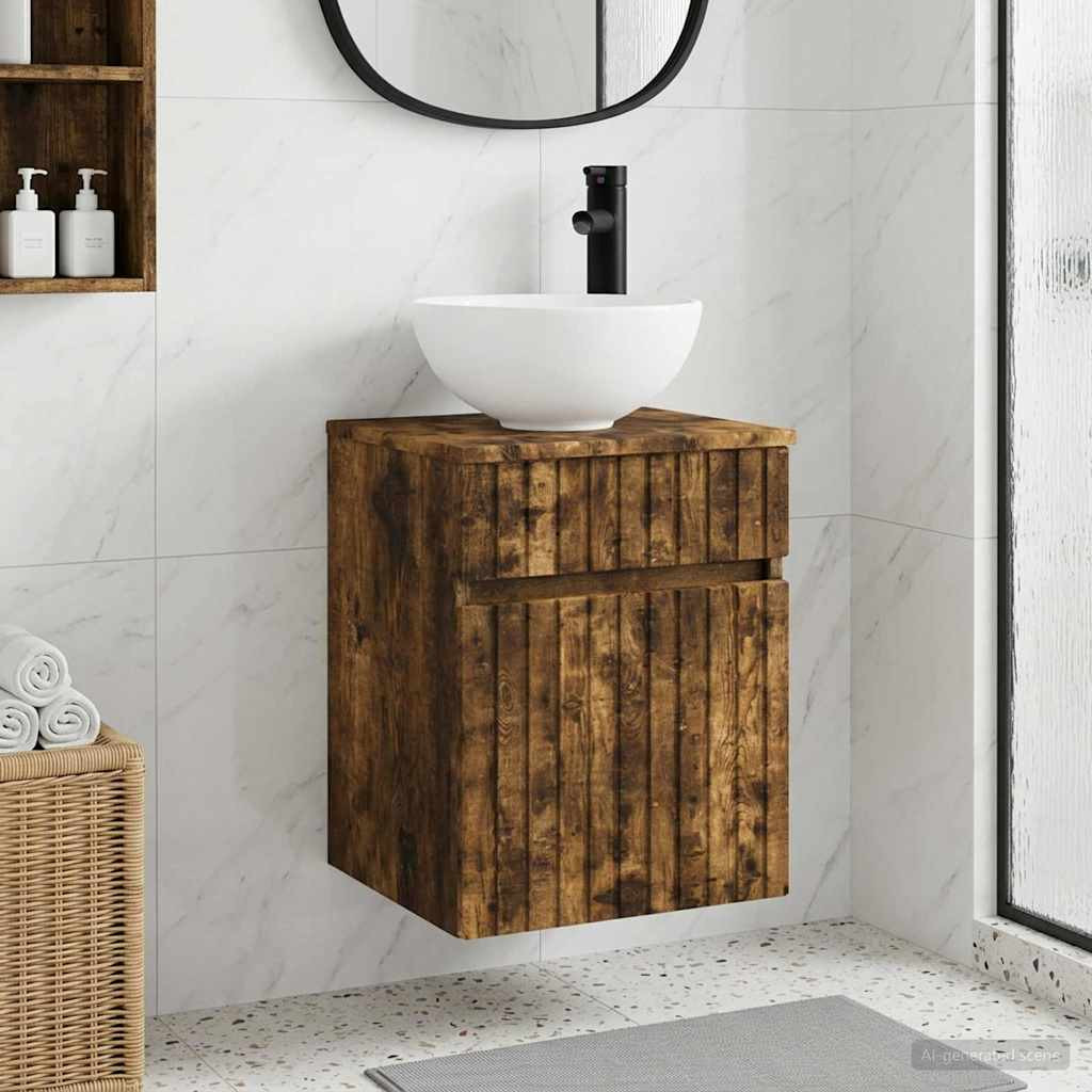 vidaXL Wandmontierte Waschbecken-Vanität Geräucherte Eiche