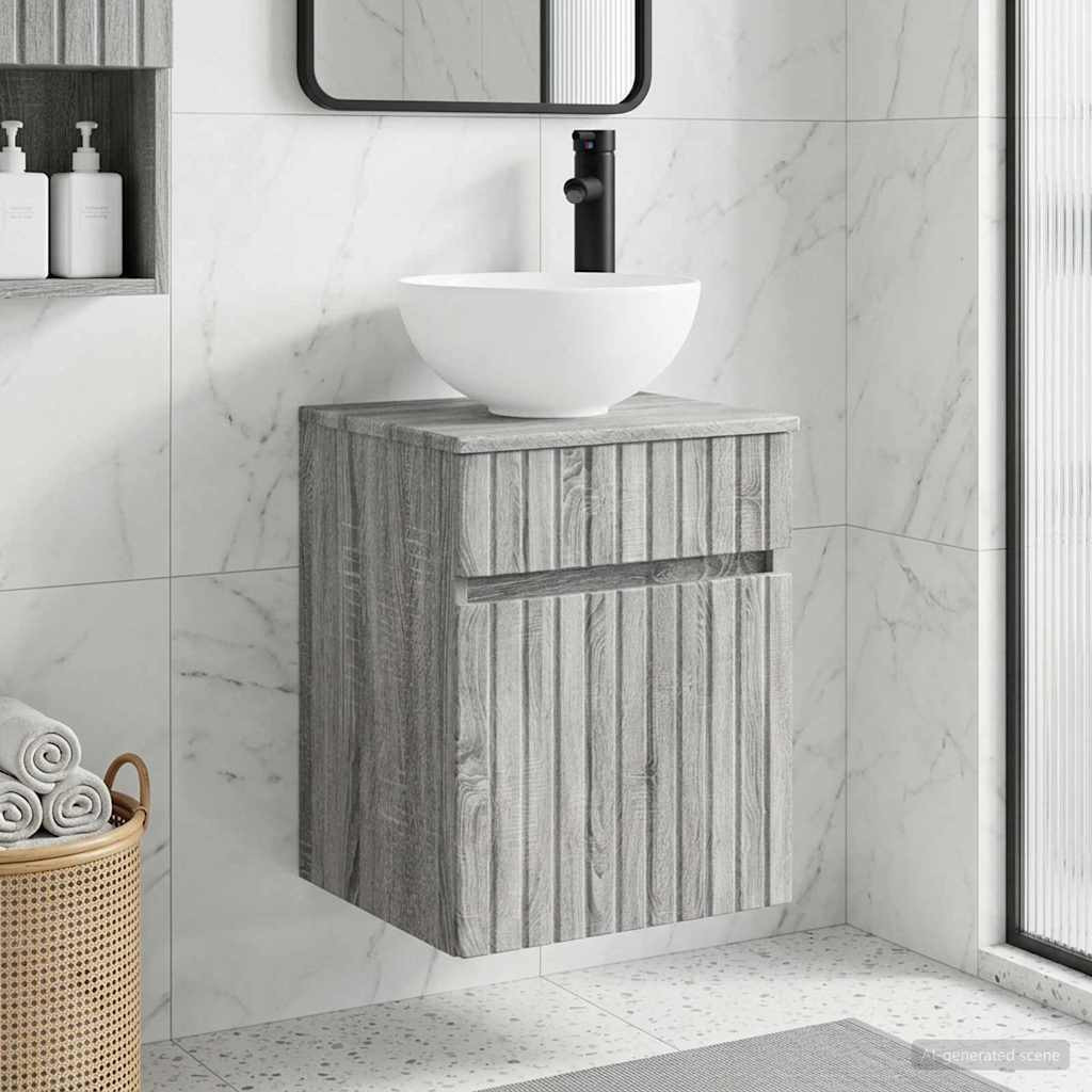 vidaXL Wandmontierte Waschbecken-Vanität Grau Sonoma 39 x 41 x 64,5 cm