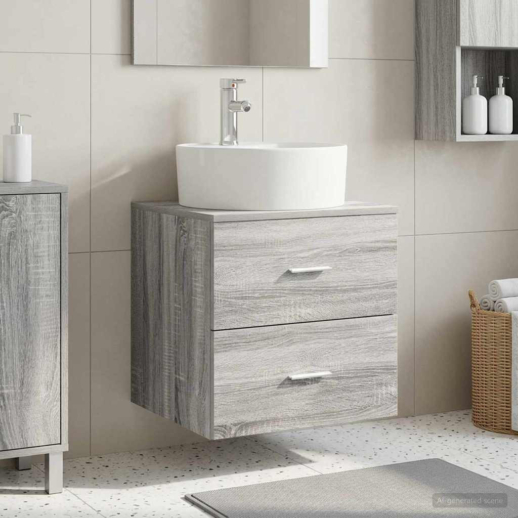 vidaXL Wandmontierte Waschtisch Grau Sonoma 49,5 x 44,5 x 65 cm