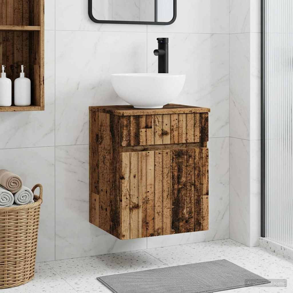 vidaXL Wandmontierte Waschbecken-Vanität Altholz 39 x 41 x 64,5 cm