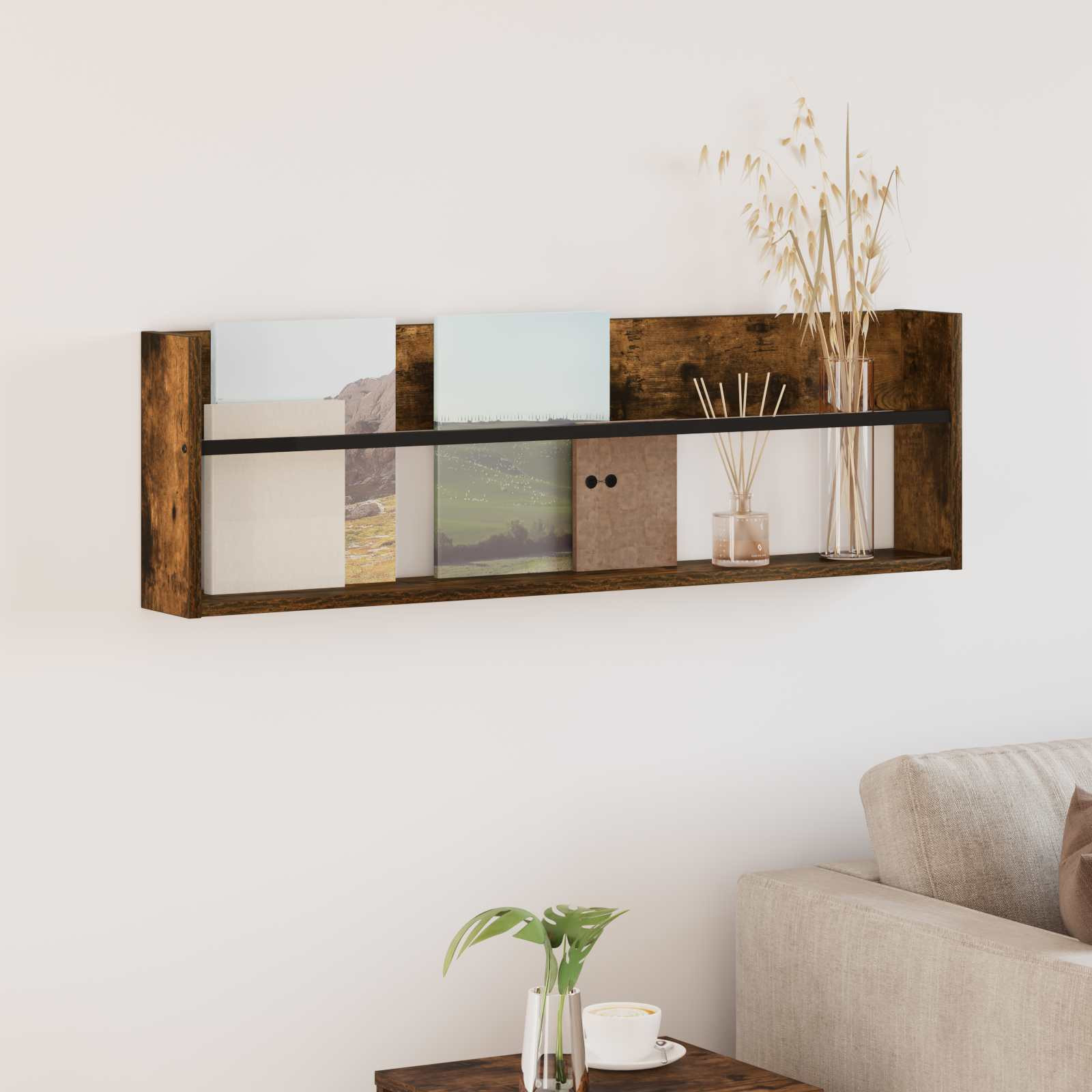 vidaXL Magazinregal Geräucherte Eiche 100 x 12 x 30 cm Holzwerkstoff