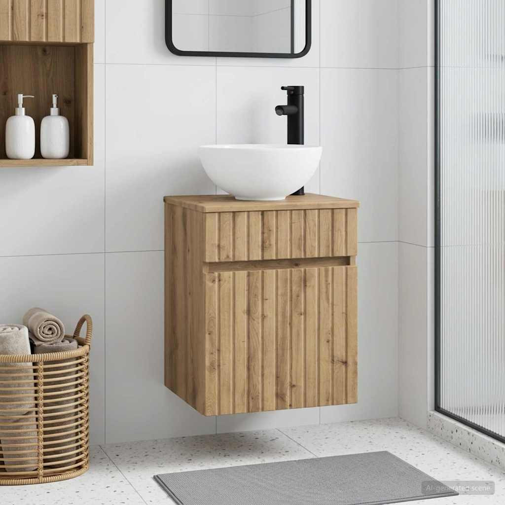 vidaXL Wandmontierte Waschbecken-Vanität Artisan-Eiche