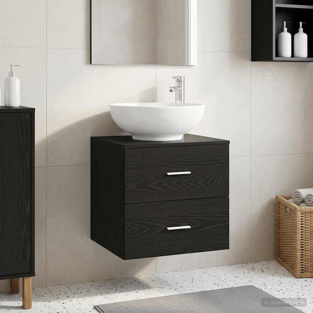 vidaXL Wandmontierte Waschtisch Schwarze Eiche 49,5 x 44,5 x 66,5 cm