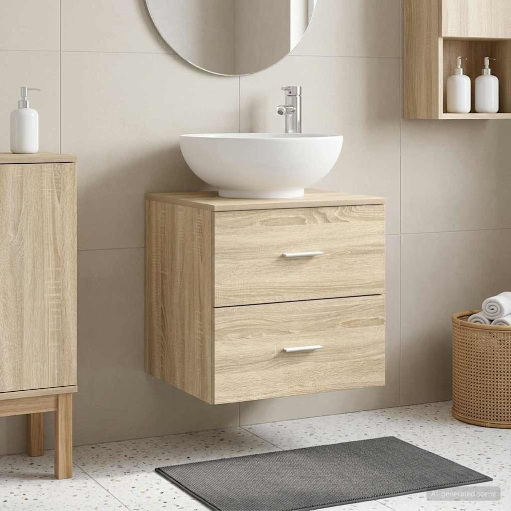 vidaXL Wandmontierte Waschtisch Sonoma-Eiche 49,5 x 44,5 x 66,5 cm