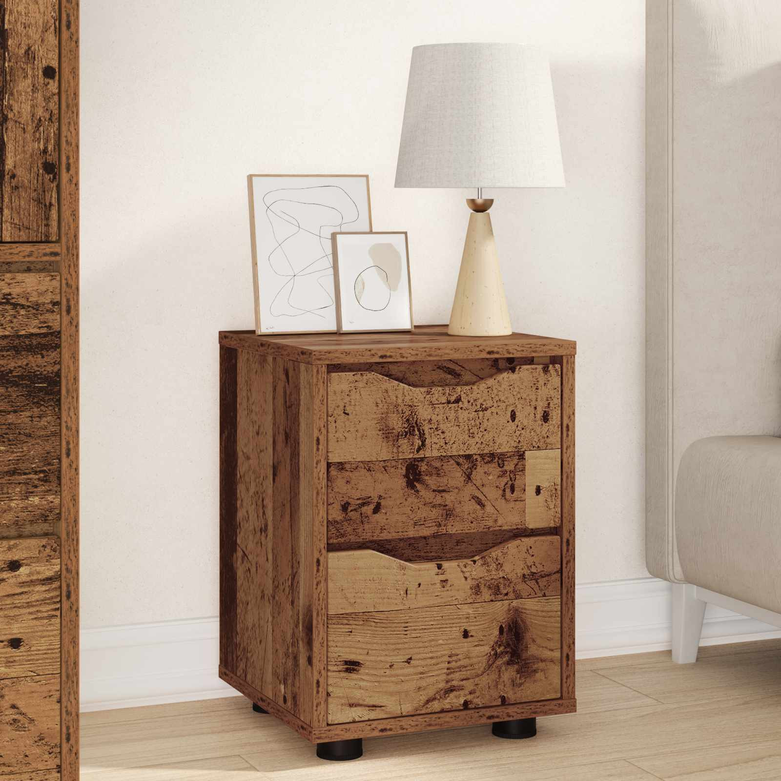 vidaXL Nachttisch Altholz 30,5 x 30 x 43 cm Holzwerkstoff