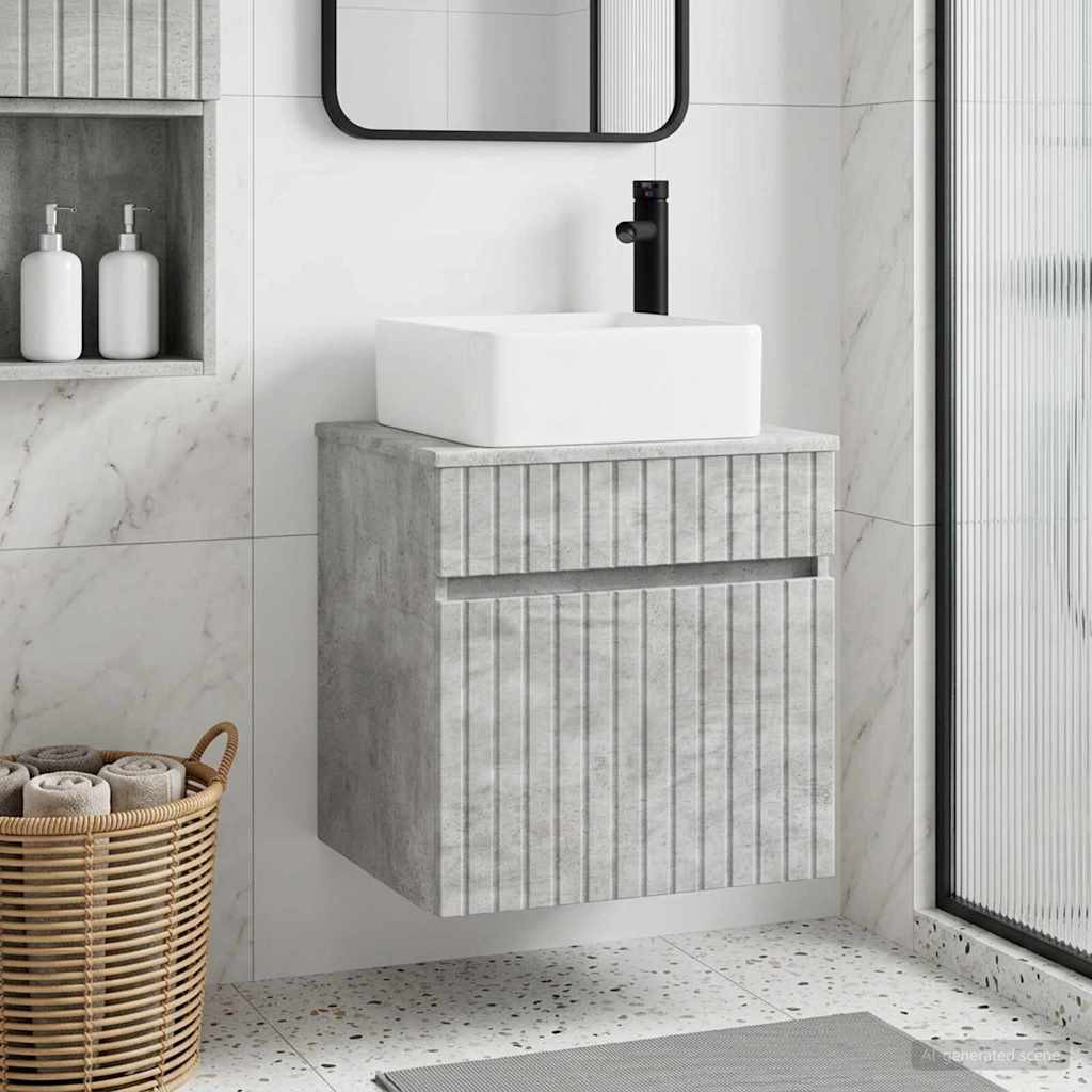 vidaXL Wandmontierte Waschbecken-Vanität Betongrau 49 x 41 x 63 cm