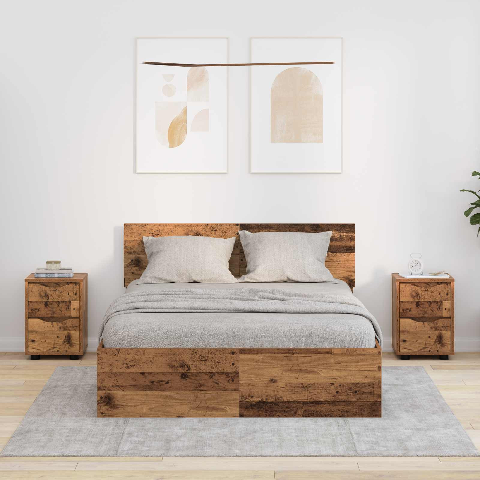 vidaXL Nachttische 2 pcs Altholz 30,5 x 30 x 43 cm Holzwerkstoff