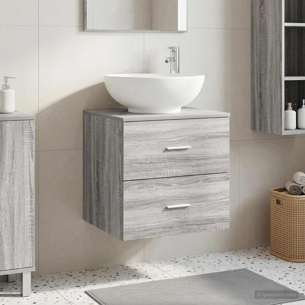 vidaXL Wandmontierte Waschtisch Grau Sonoma 49,5 x 44,5 x 66,5 cm