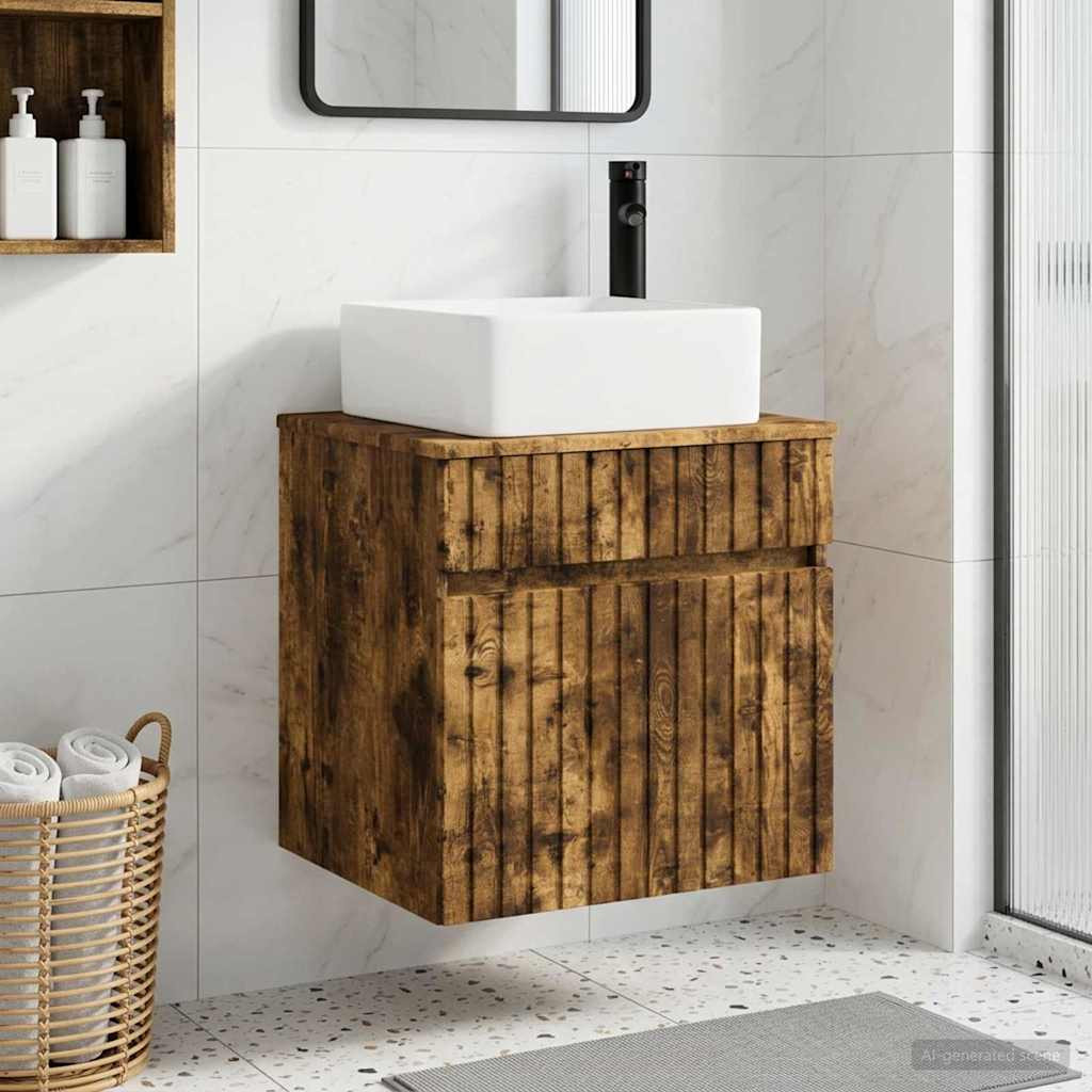 vidaXL Wandmontierte Waschbecken-Vanität Geräucherte Eiche