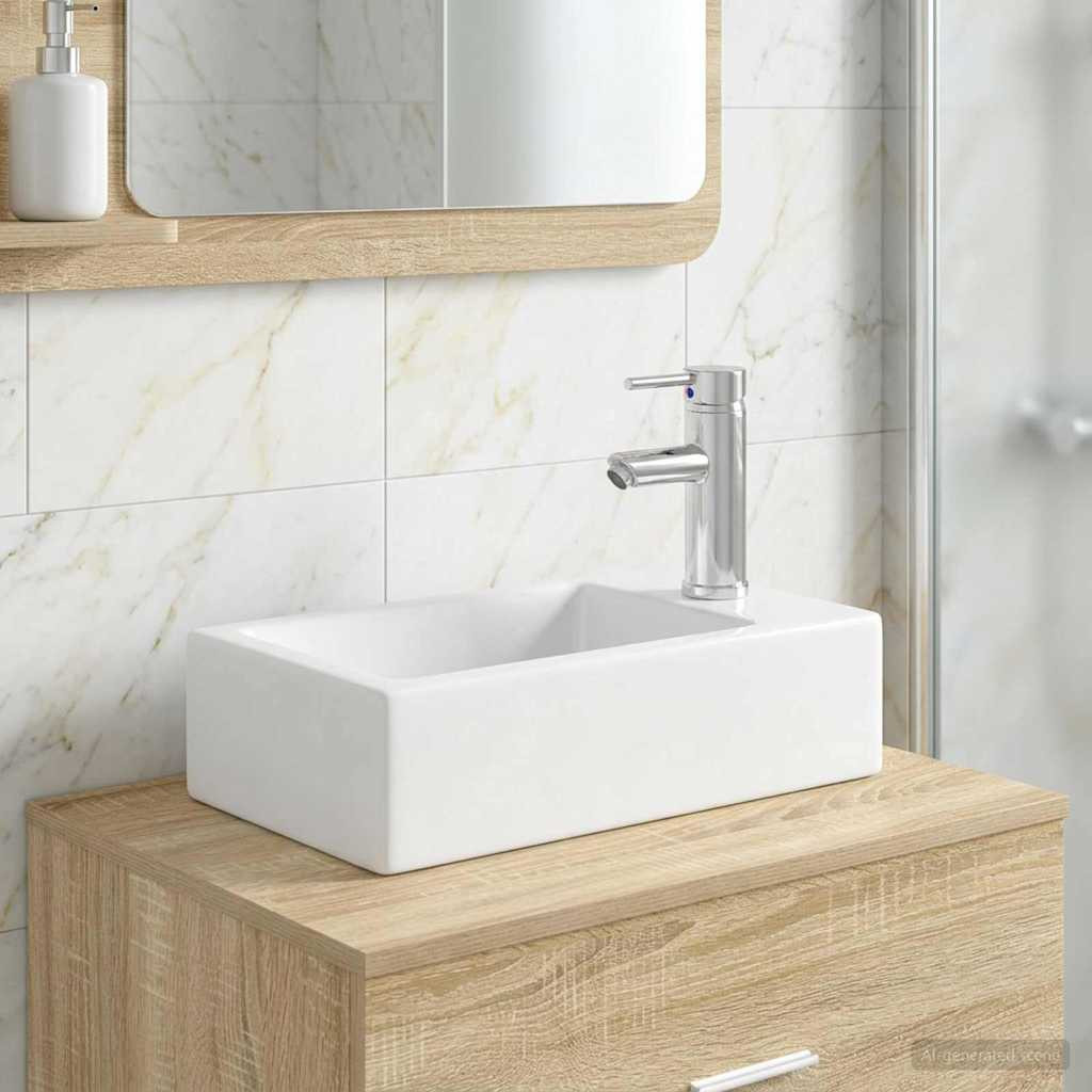 vidaXL Waschbecken fürs Badezimmer Chrom 45,5 x 25,5 x 13 cm Metall