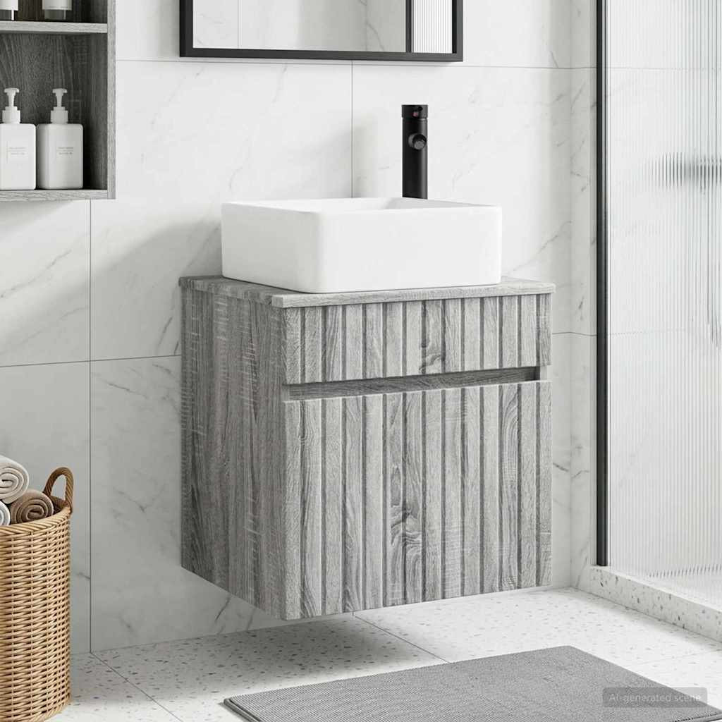 vidaXL Wandmontierte Waschbecken-Vanität Grau Sonoma 49 x 41 x 63 cm