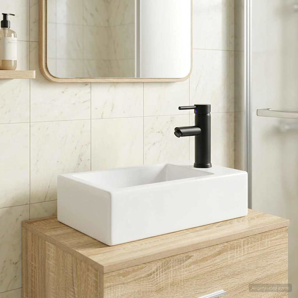vidaXL Waschbecken fürs Badezimmer Matt Schwarz 45,5 x 25,5 x 13 cm