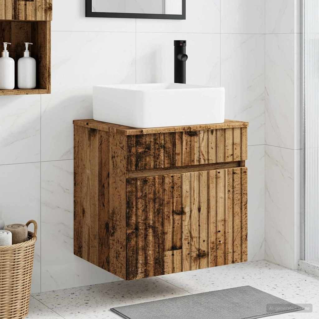 vidaXL Wandmontierte Waschbecken-Vanität Altholz 49 x 41 x 63 cm