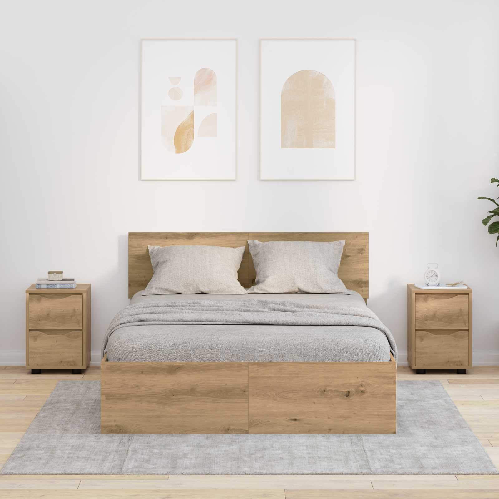 vidaXL Nachttische 2 Stk. Artisan-Eiche 30,5 x 30 x 43 cm