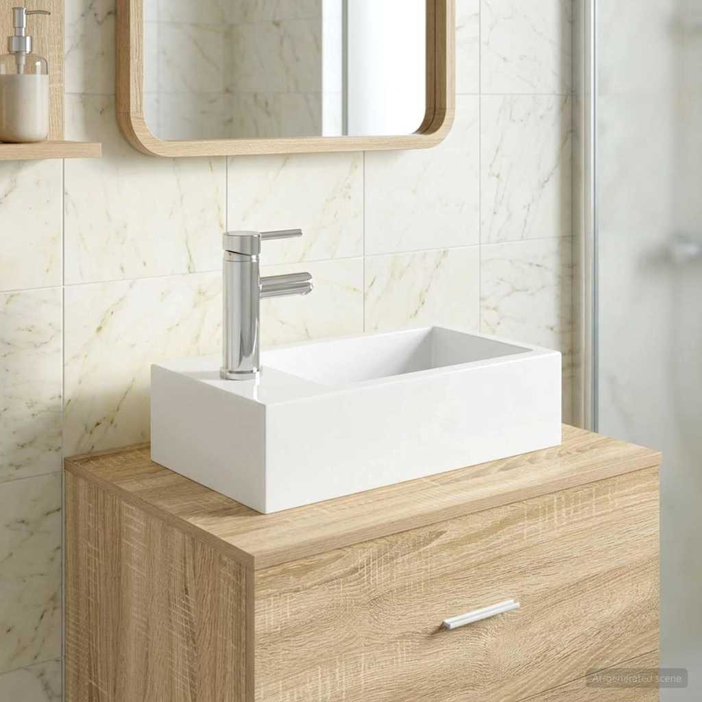vidaXL Waschbecken fürs Badezimmer Chrom 45,5 x 25,5 x 13 cm Metall
