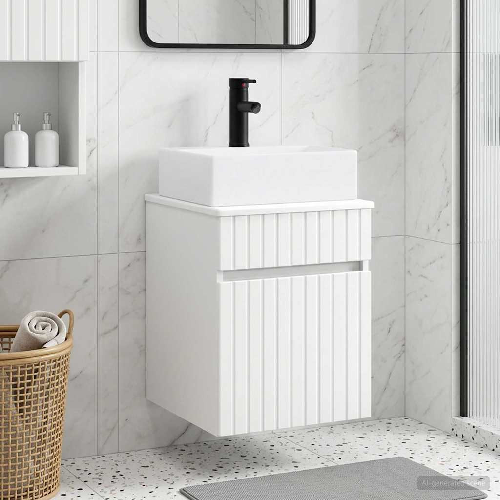 vidaXL Wandmontierter Waschbecken Vanity Weiß 39 x 41 x 62,5 cm