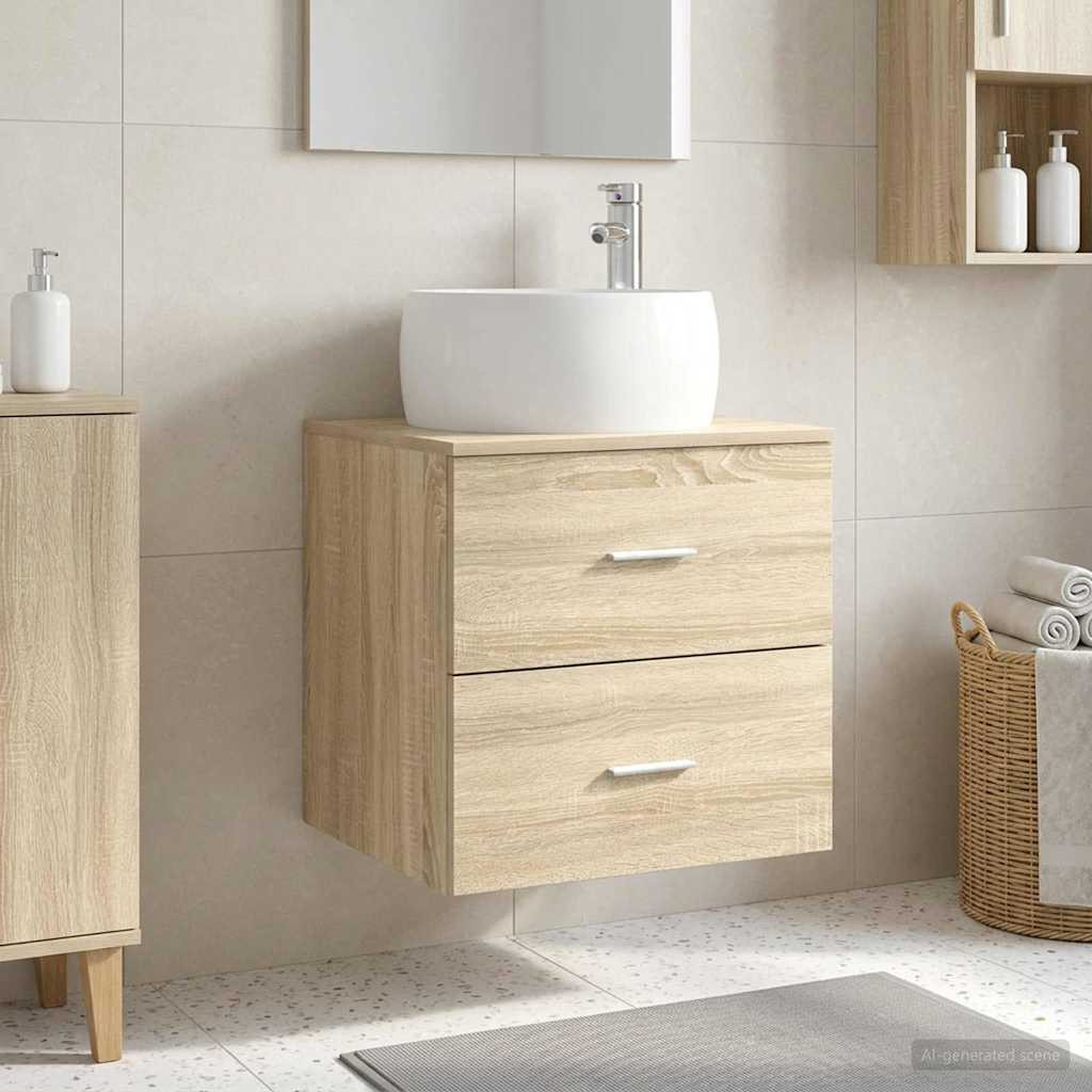 vidaXL Wandmontierte Waschtisch Sonoma-Eiche 49,5 x 44,5 x 66 cm