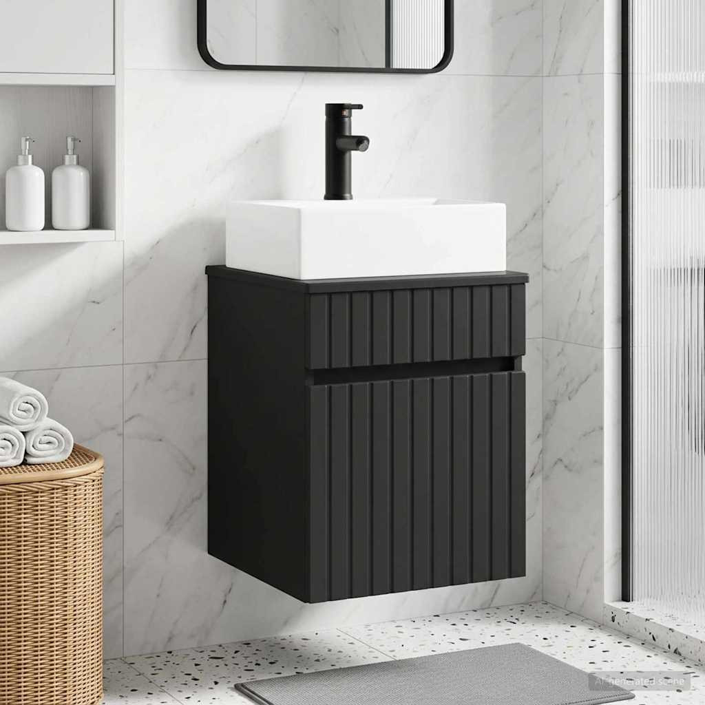 vidaXL Wandmontierter Waschbecken Vanity Schwarz 39 x 41 x 62,5 cm