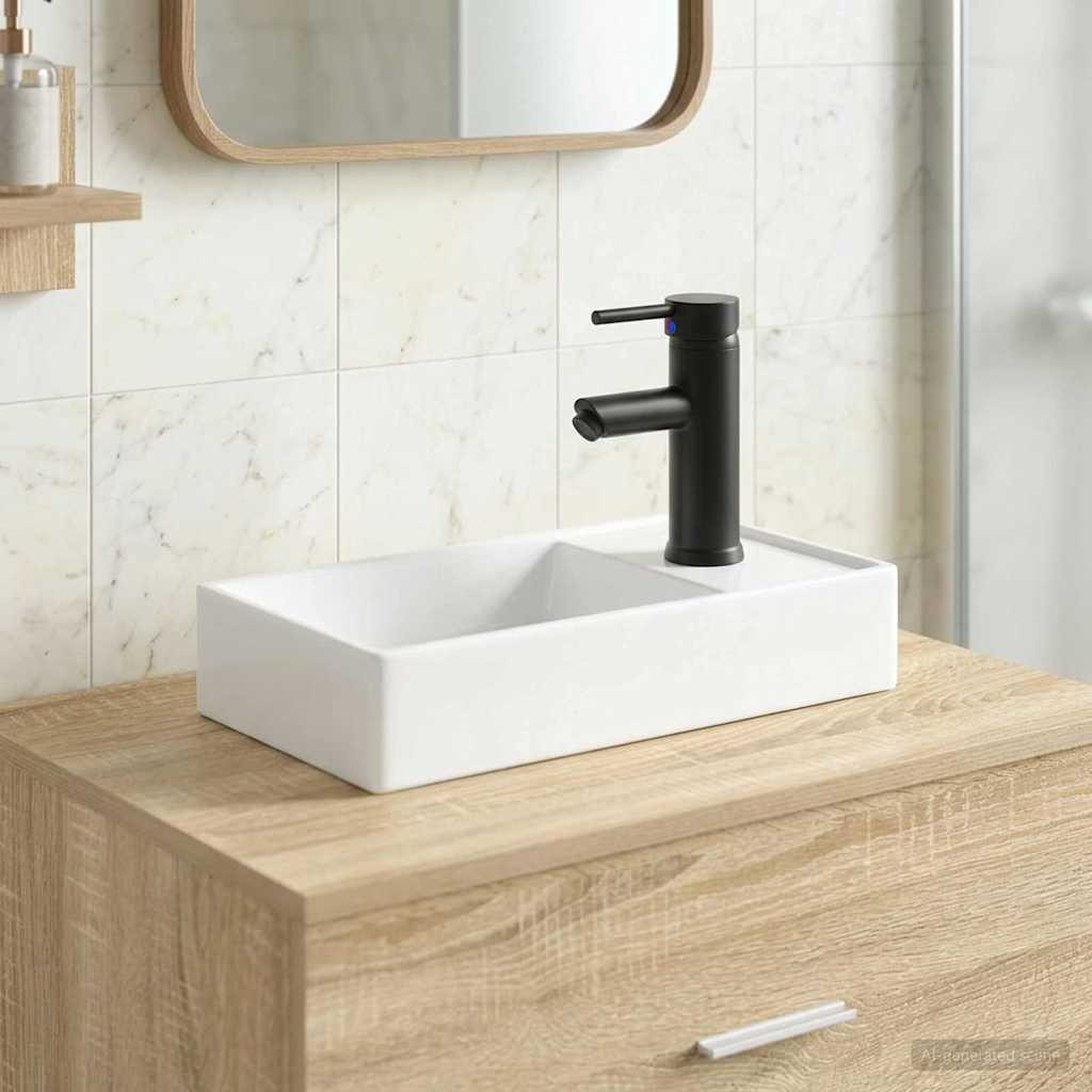 vidaXL Waschbecken fürs Badezimmer Matt Schwarz 40,5 x 22,5 x 11,5 cm
