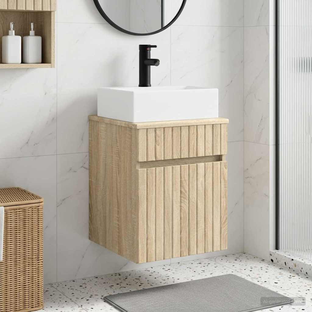 vidaXL Wandmontierter Waschbecken Vanity Sonoma-Eiche