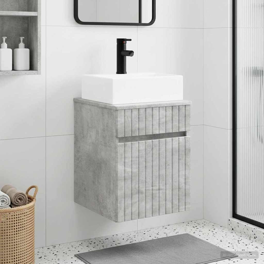 vidaXL Wandmontierter Waschbecken Vanity Betongrau 39 x 41 x 62,5 cm