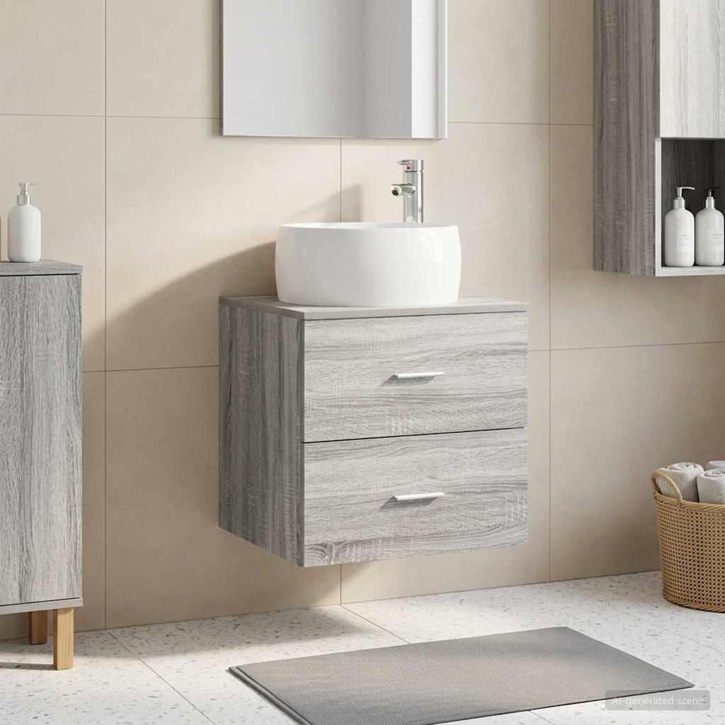 vidaXL Wandmontierte Waschtisch Grau Sonoma 49,5 x 44,5 x 66 cm