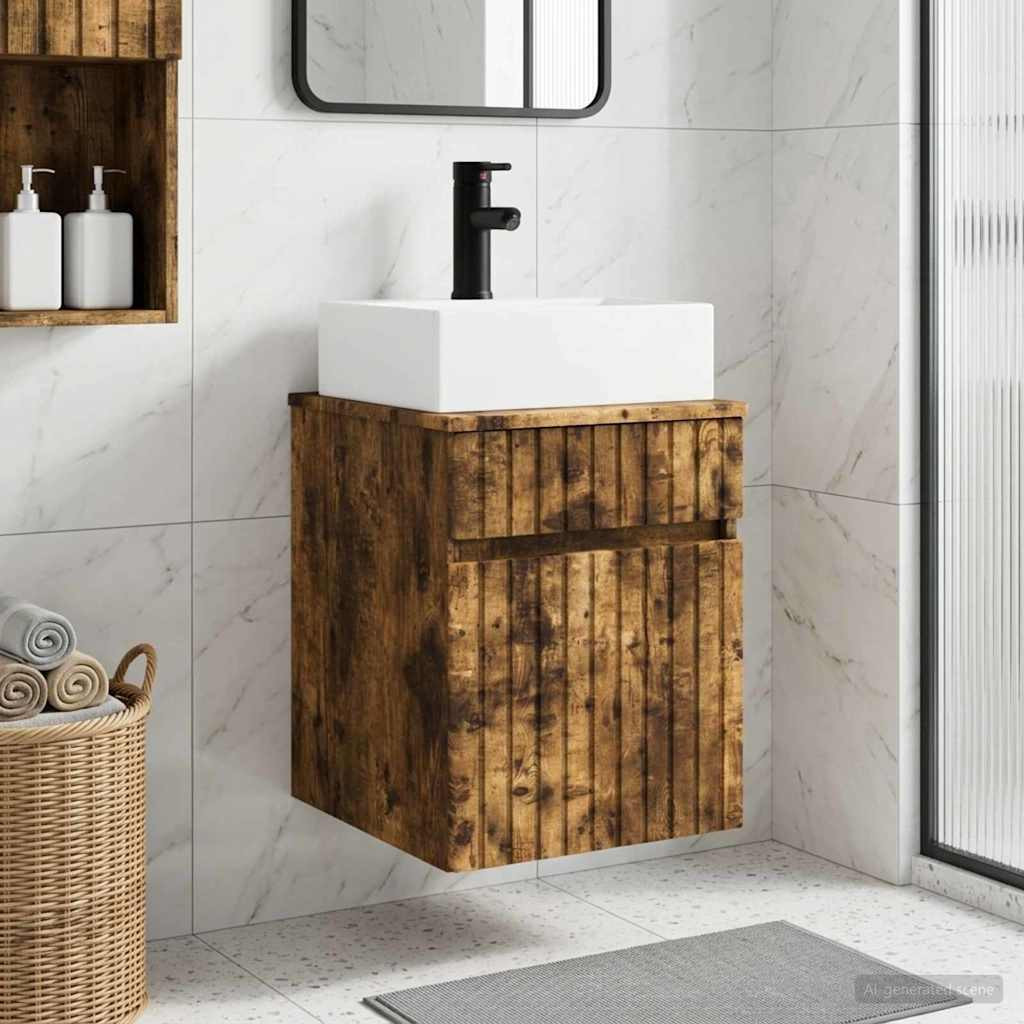 vidaXL Wandmontierter Waschbecken Vanity Geräucherte Eiche