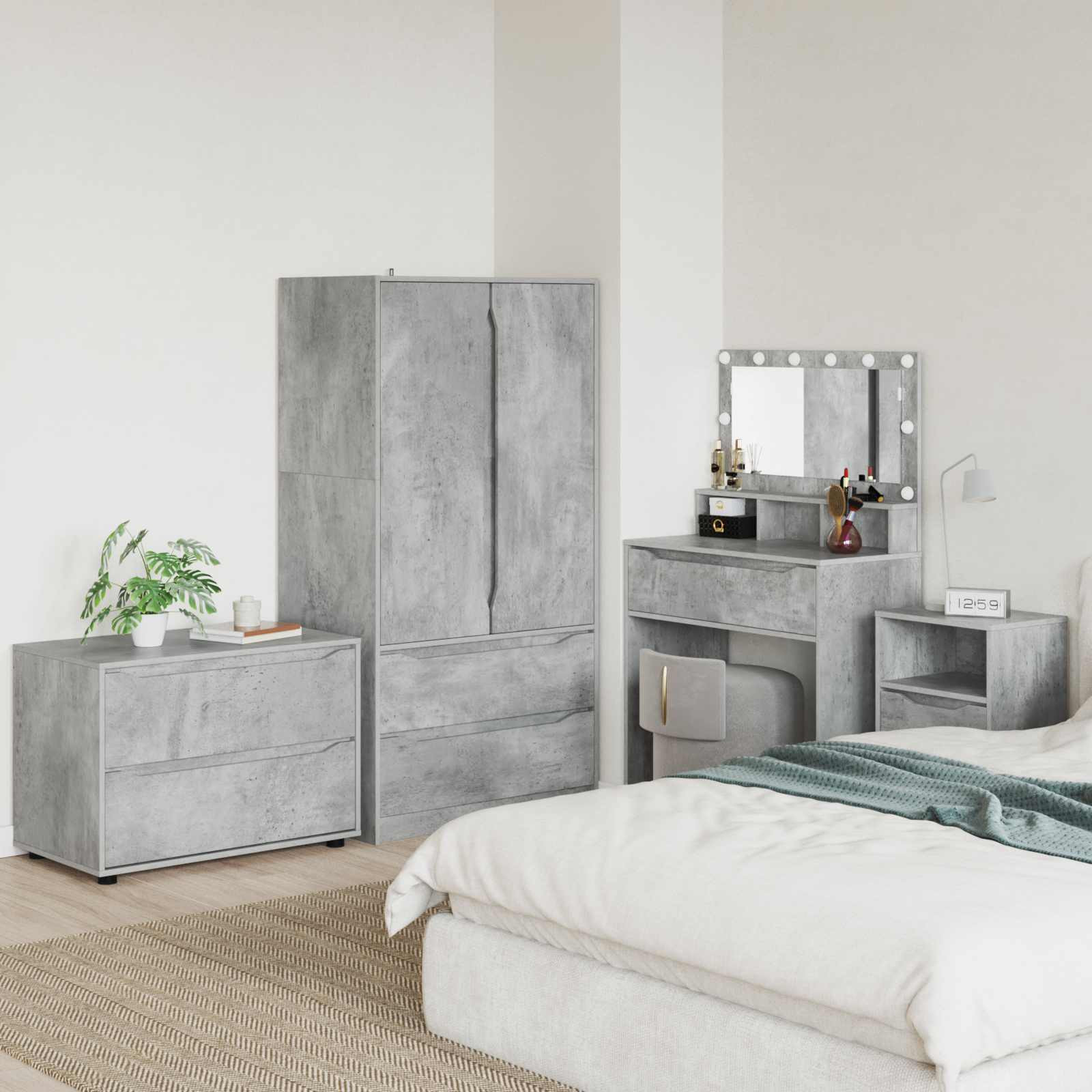 vidaXL Aufbewahrungsschrank Beton Grau 80 x 48 x 57 cm Holzwerkstoff