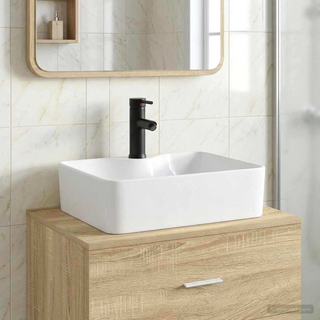 vidaXL Waschbecken fürs Badezimmer Matt Schwarz 48,5 x 37,5 x 13 cm