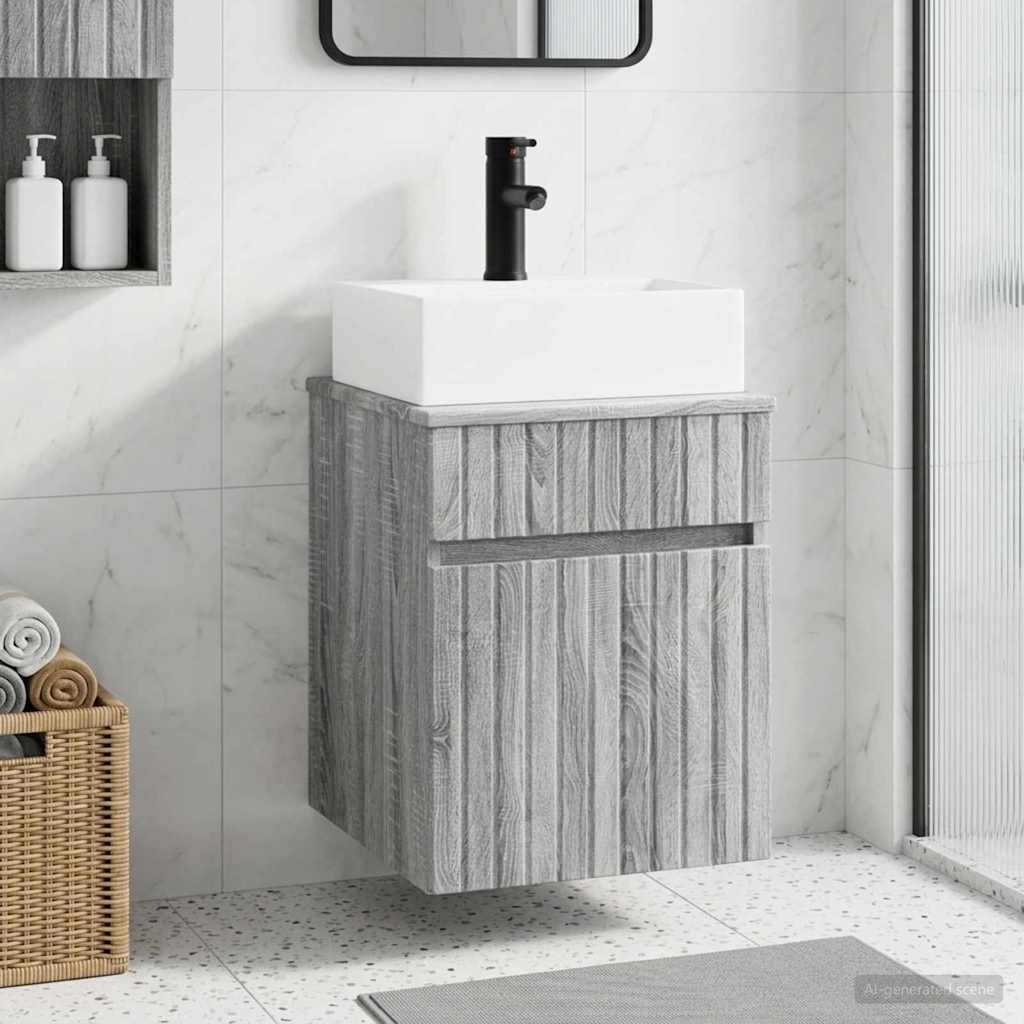 vidaXL Wandmontierter Waschbecken Vanity Grau Sonoma 39 x 41 x 62,5 cm