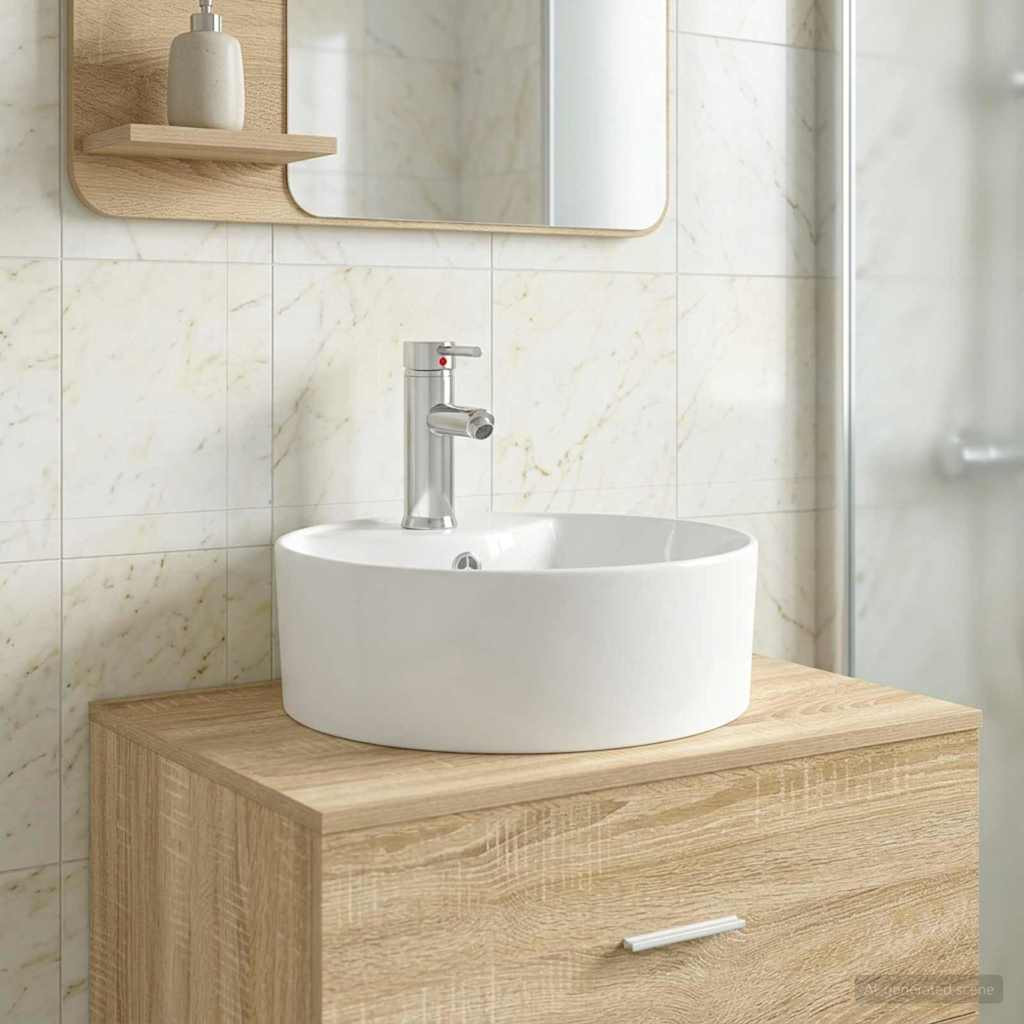 vidaXL Waschbecken fürs Badezimmer Chrom 40,5 x 40,5 x 15 cm Metall