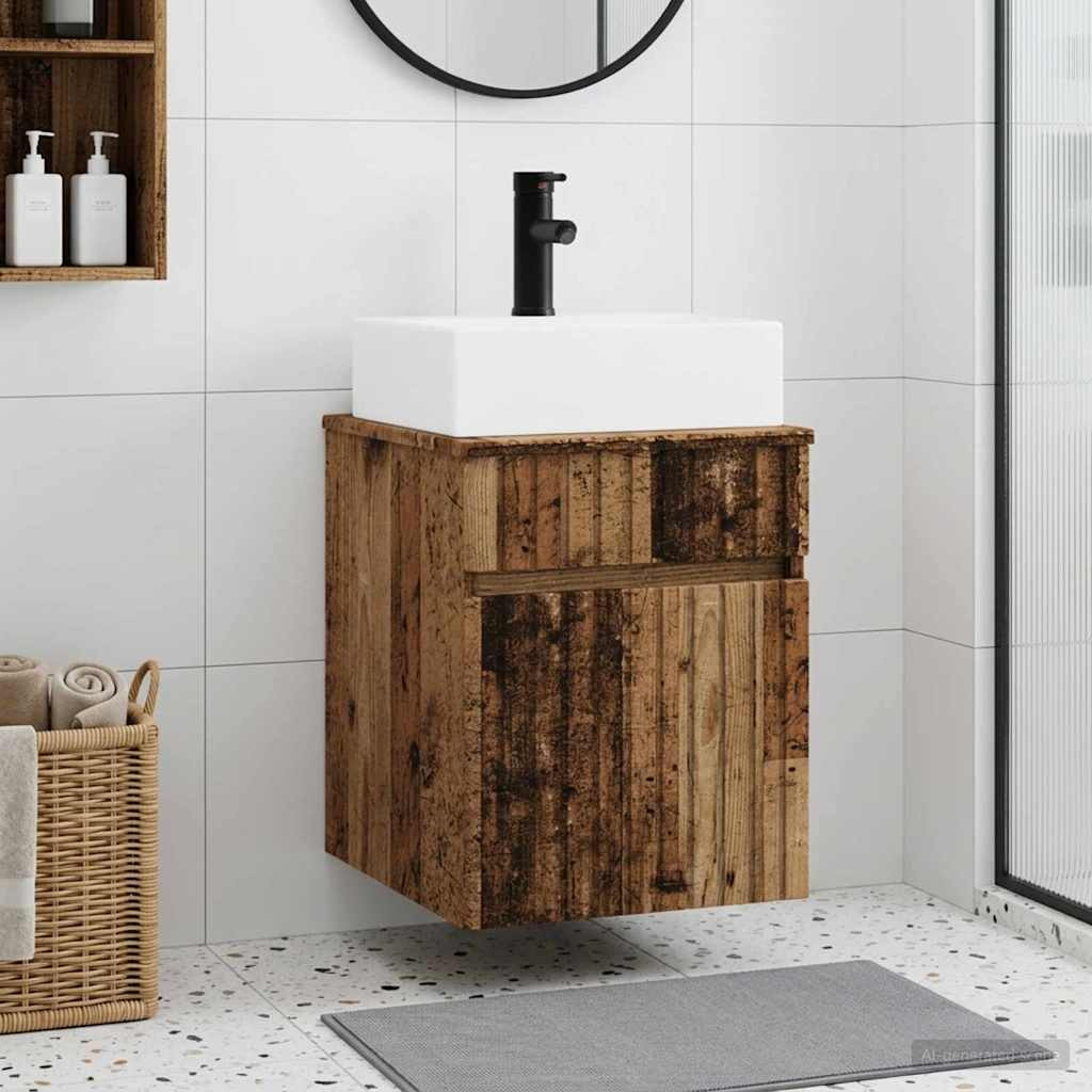 vidaXL Wandmontierter Waschbecken Vanity Altholz 39 x 41 x 62,5 cm