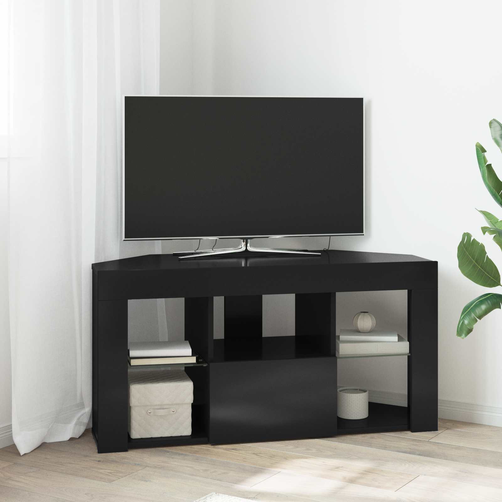 vidaXL Eck-LED-TV-Schrank Schwarz 100 x 40 x 50 cm Holzwerkstoff